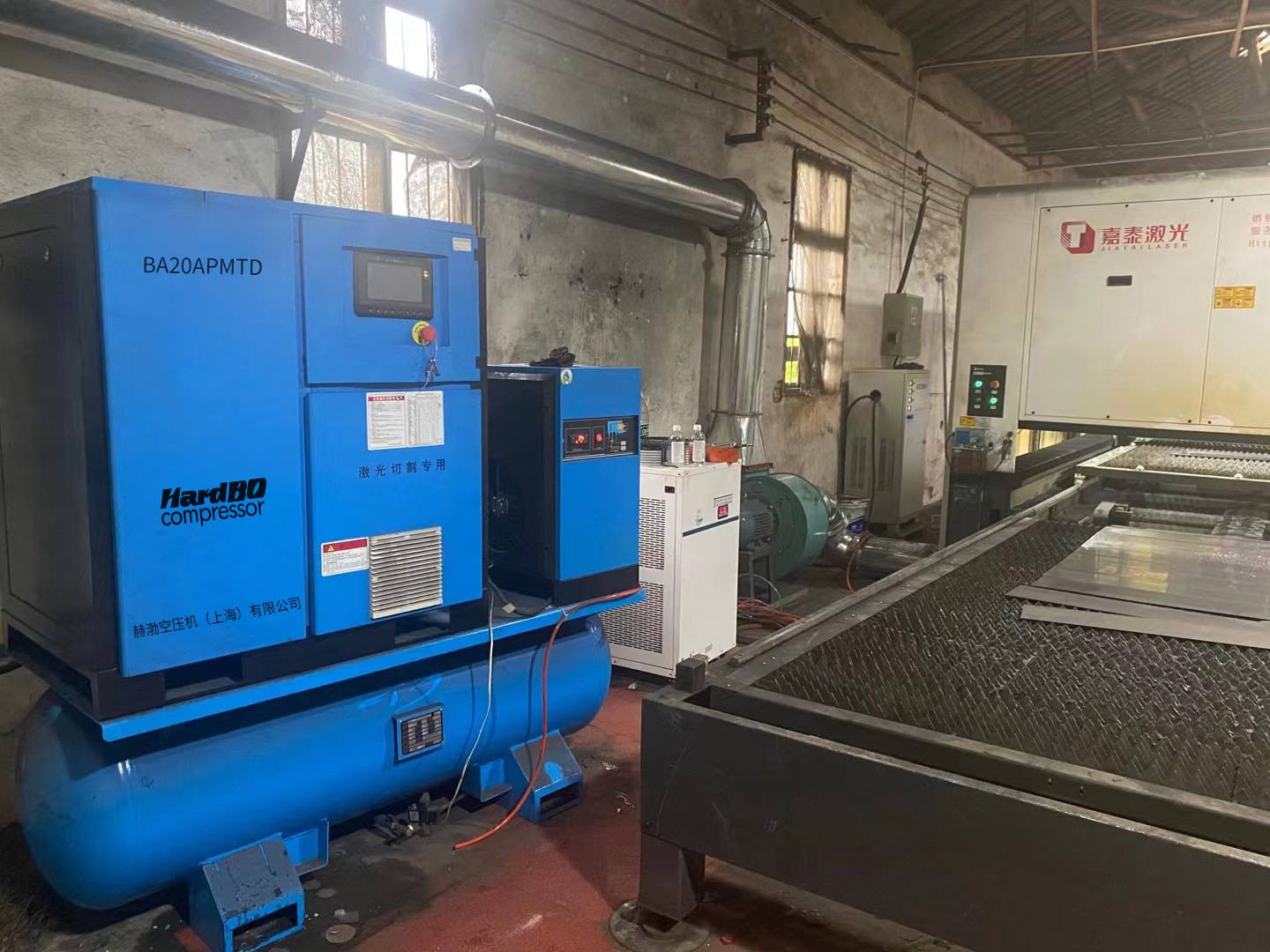 赫渤永磁变频激光切割专用15KW1套应用于广西某箱板制作有限公司